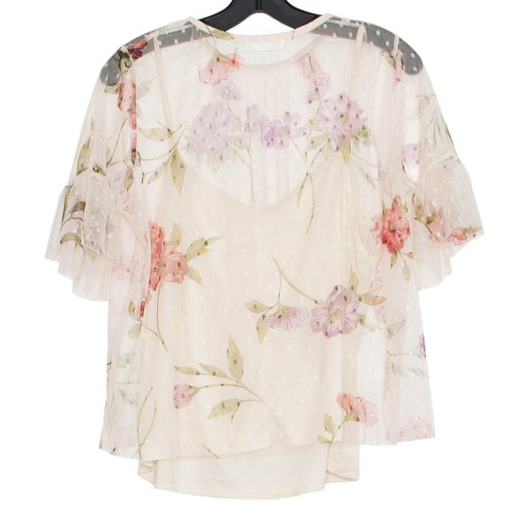 Top Sheer Garden Boho Cottage Fairy Feminine Romantic Shabby Princess Mesh XL - Picture 2 of 5